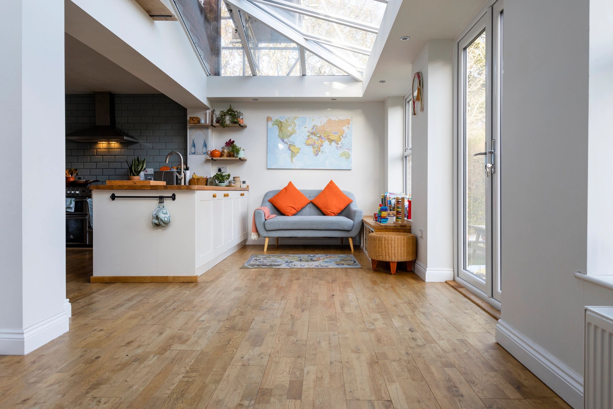 Open plan home interior after improvement works